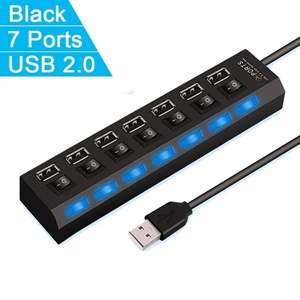 Divisor USB de Alta Calidad en Oferta, Adaptador Hub USB-C 7 en 1 para Computadora Portátil y Teléfono con Interruptores de Control Independientes y Pantallas LED - Product Image 2
