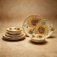 Assiette à pâtes, desserts et collations en mélamine bicolore motif citron estival de 8,5 pouces pour les réceptions en plein air