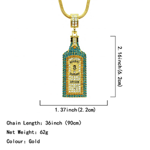 Collar de Cadena Dorada Estilo Hip Hop con Colgante de Botella de <span class=keywords><strong>Perfume</strong></span> con Letras de Aleación y Diamantes - Product Image 3