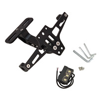 Accessoires pour motos, support de plaque d'immatriculation télescopique pliable en alliage d'aluminium CNC avec éclairage