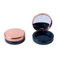 Boîtier rond de luxe en or rose pour fard à paupières, conteneur vide pour poudre libre, emballage cosmétique pour blush avec miroir