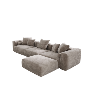 Anpassbares Modulares Stoff-Ecksofa-Set mit Kissen und Niedrigem Sitzdesign für Wohnzimmer, Lounge oder Wohnung - Product Image 4