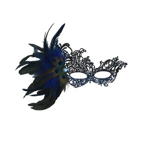 Masque de mascarade demi-visage en plastique Paon pour couples, Pâques, Nouvel An, Noël, anniversaires, fêtes costumées et événements - Product Image 6