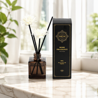 Diffuseur d'huile à roseaux en verre carré de 50 ml avec bâtonnets, parfum de lavande, décoration d'intérieur écologique, marque privée