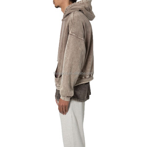 Felpa con cappuccio stile Vintage francese personalizzata con cappuccio pesante e acido lavato per stampa a sbuffo tessuto in spugna sbiadito da sole per <span class=keywords><strong>Autu</strong></span> - Product Image 4