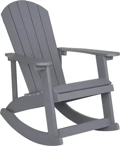 YANGTEK Adirondack Rocking Chair,HDPS Poly Rocking Chair Outdoor,Weather Resistant Rocker Chair for Porch, Yard, (Grey)