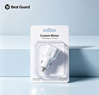 Emballage de vente au détail personnalisé en blister pour adaptateur chargeur, blister transparent en PET pour accessoires d'alimentation des appareils mobiles