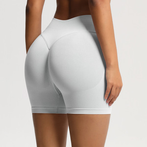 Shorts de sport sans couture extensibles 4 directions pour femme, taille côtelée, contrôle du ventre, effet push-up, compression, respirant, pour gym et yoga - Product Image 6