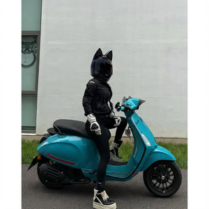 新工場直販 女の子用電動バイク 猫耳付きオープンフェイスヘルメット オールシーズン対応 ABS素材 DOT認証済み - Product Image 3