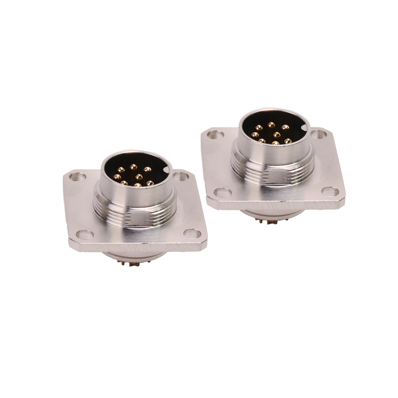 Square M16 Circular Connector Metal Screw Locking Waterproof Socket Plug