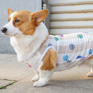 Chaleco Delgado de Verano para Cachorros Corgi y Shiba Inu, Ropa Antidesprendimiento con Diseño de Cara Sonriente Blanca, para Primavera y Verano - Product Image 2