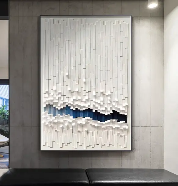 Witte Abstracte Woonkamer 3d Decoratief Schilderen Verf Op Nummer Ingang Woondecoratie