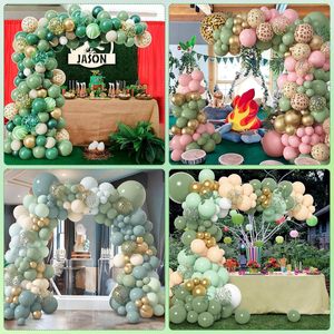 153 Uds. Diferentes tamaños 18 12 10 5 pulgadas Salvia verde globo guirnalda arco Kit oro látex metálico confeti globos Primera Comunión - Product Image 2
