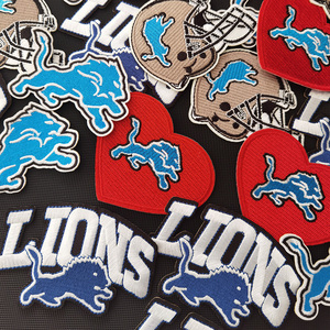 Trong kho thêu Rugby Detroit lions Logo vá sắt trên <span class=keywords><strong>NFL</strong></span> đội bóng đá Detroit thành phố lions các bản vá lỗi cho Jersey - Product Image 1