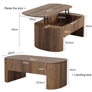 Table basse relevable peu encombrante, table à <span class=keywords><strong>manger</strong></span> pliante, meuble transformable en bois avec rangement pour petit appartement, livraison rapide, OEM - Product Image 6