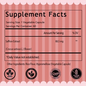 Suplemento de Azafrán OEM/ODM, Cápsulas de Extracto de Azafrán 100% Puro, Aumenta la Energía y el Estado de Ánimo, Apoya la Salud Ocular y Cardíaca - Product Image 2