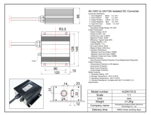 High-quality 24V10A Single Isolated Step-down <b>Converter</b> Automotive Household Industrial Motor <b>Voltage</b> Stabilizing 90% HJ24V10V-G - Product Image 6