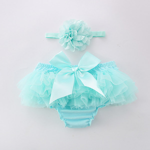 High Quality Baby Kids Girls Birthday <strong>Outfit</strong> Mesh pp Pants Chiffon pp Pants Baby Shorts Tutu <strong>Skirt</strong> with Head Strap