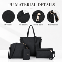 Sac bandoulière tendance le plus vendu, ensemble de 4 pièces, sac messager carré en PU pour femme, fermeture éclair simple, capacité 2-2,9 L