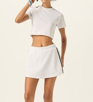 Ensemble haut court et jupe à rayures latérales pour femmes, tenue de sport de tennis en 2 pièces, logo personnalisé