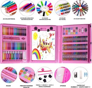 Juego de Papelería Educativa de Plástico ABS de 208 Piezas, Juego de Pinceles para Pintar con Agua, Lápices de Colores, Crayones, Juguetes de Dibujo Artístico - Product Image 3