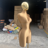 Sサイズ ブラウン BBL ハーフボディ ファイバーグラス ビッグバスト ランジェリー プラスサイズ ドレスフォーム ビッグヒップ 女性マネキン ゴールドヘッド付き