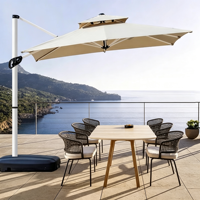 Tente et Parasol en Aluminium avec Éclairage Solaire Étanche 3000 mm de Qualité Commerciale pour Jardins de Villas et Terrasses de Style Romain