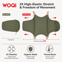 WOQI Housse de sac de couchage de voyage pliable marine avec poche pour oreiller pour lit d'hôtel non propre en voyage d'affaires, vente en gros
