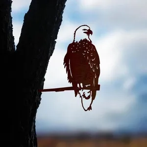 Logam hewan pasak burung kolibri burung hantu Gnome bayangan pasak seni siluet untuk dekorasi taman