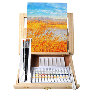 Set de <span class=keywords><strong>peinture</strong></span> <span class=keywords><strong>pour</strong></span> maches en bois, Kit de bureau, avec planche à <span class=keywords><strong>peinture</strong></span>, pinceaux en acryliques, 60 pièces - Product Image 1