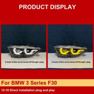 J ONE - Faros Delanteros para Automóvil, Color Amarillo y Blanco, con Interruptor para Luz Alta, para <span class=keywords><strong>BMW</strong></span> Serie 3 F30 2012-2019, Actualización de Faros - Product Image 3