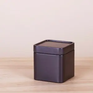 Stoklanan mat siyah renk vida üst dikişsiz Mini Metal kutu küçük kare çay kutusu