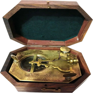 Laiton antique nautique cadran solaire maritime boussole fait à la main en métal poli artisanat finition Vintage survie voyageur cadeau - Product Image 5