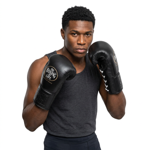 Gants de boxe professionnels en cuir de vachette véritable, sans lacets, pour l'entraînement et le sparring, logo personnalisé OEM, MMA - Product Image 6