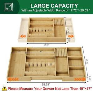 Bamboo <b>Drawer</b> <b>Organizer</b> with Lacquer Technique Silverware Tableware for <b>Kitchen</b> Use - Product Image 4