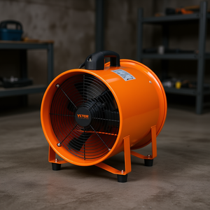 Vevor Cylinder Fan 12 In Electric Exhaust Blower Industrial Utility Ventilation Fan Free <b>Standing</b> Orange - Product Image 2