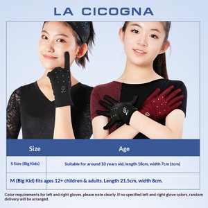LA CICOGNA Gants de protection pour patinage artistique, imperméables, unis, à doigts complets, pour enfants, femmes et adultes, en coton/spandex, quatre paire - Product Image 2