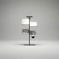 Support de présentation pliable A4 personnalisé en fer chromé noir et argent, en alliage d'aluminium, pour magazines, affiches et livres