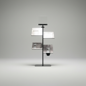 Custom Modern Black Silver Chromed Iron Aluminum Alloy A4 Folding Display Rack Magazine Poster Stand <strong>Book</strong> Shelf - Product Image 5