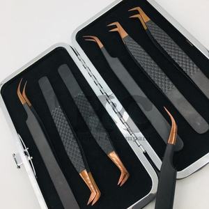 Pince à épiler d'extension de cils avec logo personnalisé outil en acier inoxydable noir vison incliné Accent or rose pince à épiler Volume écologique - Product Image 6