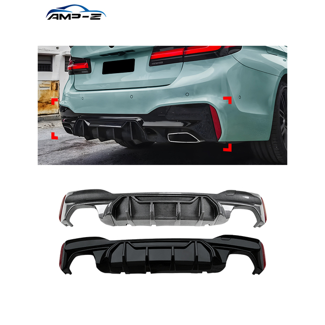 AMP-Z G30 G31 Gloss Black Plastic Material Rear Diffuser Splitter Auto Body Kits for BMW 5 Series G30 G31 M Sport 2018-2023