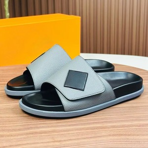Luxury High-End Men's Evergreen Anti-Slip Casual Slippers Genuine Leather Slip-On <b>Sandals</b> Summer Footwear Designer for Slipper - Product Image 4