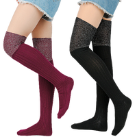 Chaussettes en coton pour femmes, vente chaude, vente en gros, chaussettes hautes en soie argentée, chaussettes en pile, vente en gros