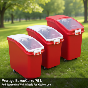 Contenitore portaoggetti Prosave Ingredient Carro 79 L rosso con ruote per uso in cucina - Product Image 3
