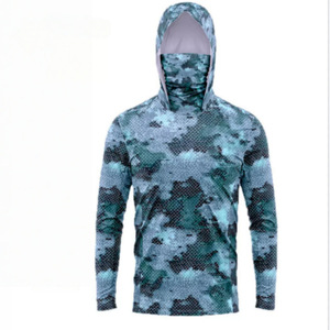 เสื้อฮู้ดดี้ลายพรางสีเขียวสไตล์เรโทรสำหรับผู้ชาย ระบายอากาศได้ดี ป้องกันรังสียูวี พร้อมหน้ากากปิดหน้า ขายส่ง - Product Image 2