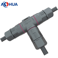AOHUA distributeur d'alimentation faisceau de câblage M20 4 broches en forme de T connecteur répartiteur de câble IP67 IP68 type étanche