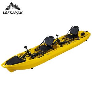 Kayak modulaire LSF 4,5 m pour 2 personnes, kayak à pédales, <span class=keywords><strong>bateau</strong></span> <span class=keywords><strong>de</strong></span> pêche pour la mer et les sports <span class=keywords><strong>de</strong></span> plein air, pédales <span class=keywords><strong>avec</strong></span> ailerons en HDPE durable - Product Image 1