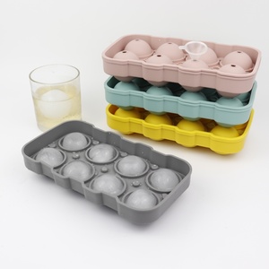 BPA Free Easy Release Reusable Food Grade Flexible Silicone Ice Cube Tray With Lid Whiskey Silicone Ice Ball <b>Maker</b> Ice Ball Mold - Product Image 1
