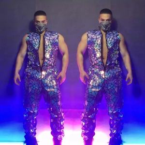 Traje de actuación unisex con lentes de espejo fantasma para fiestas temáticas de baile láser, <span class=keywords><strong>discotecas</strong></span>/bares, uniforme de trabajo de una pieza - Product Image 2