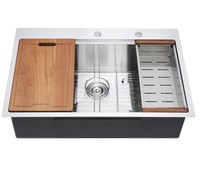 Évier de cuisine professionnel en acier inoxydable 304, fait main, grand modèle double/simple, à encastrer, multifonction, garantie 5 ans